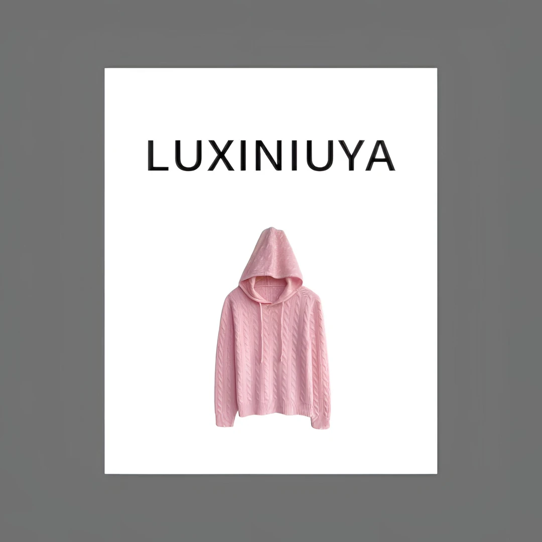 【LUXINIUYA】秋冬新款羊毛宽松连帽针织麻花长袖毛衣#CX1804