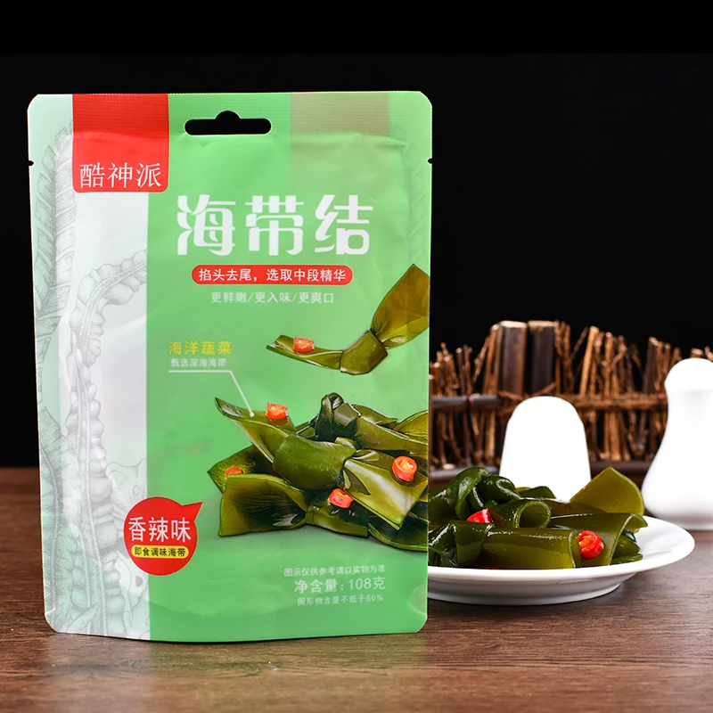 酷神派香辣味海带结开袋即食海味休闲小零食108g