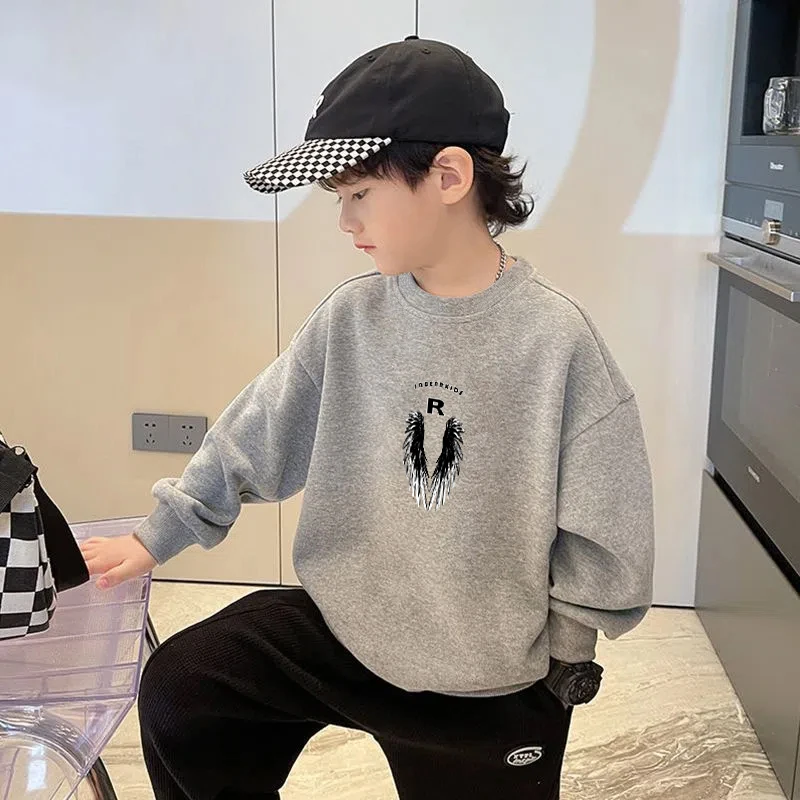 【潮流百搭】男童卫衣2025秋季宽松中大童男孩春秋款儿童圆领上衣潮