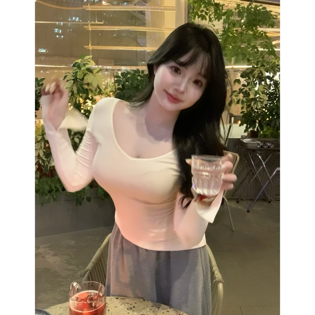 MengFairy 现现【经典好穿】纯欲气质温柔长袖百搭上衣3641M