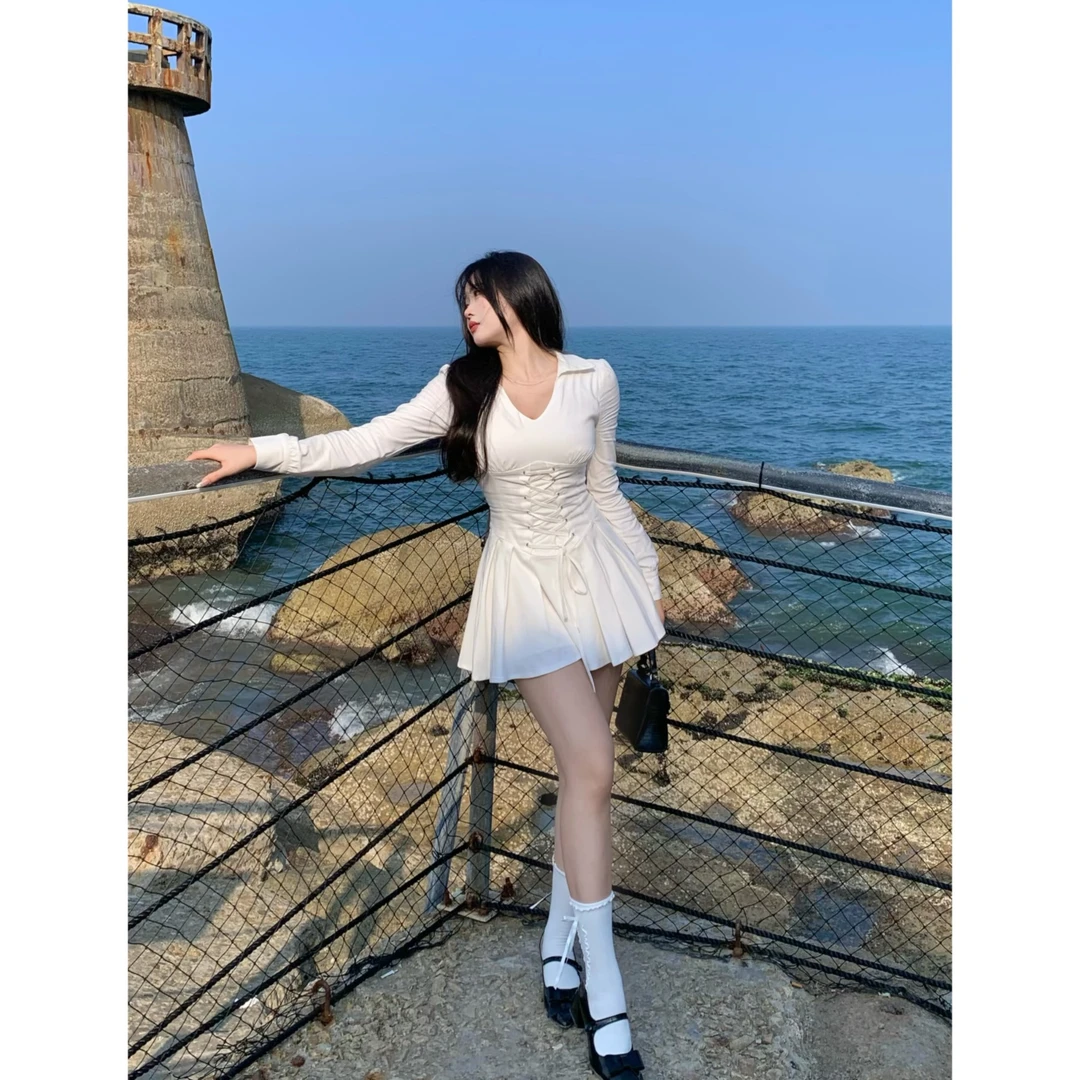 MengFairy清清【漫画腰精】重工法式高级感收腰衬衫连衣裙 3592