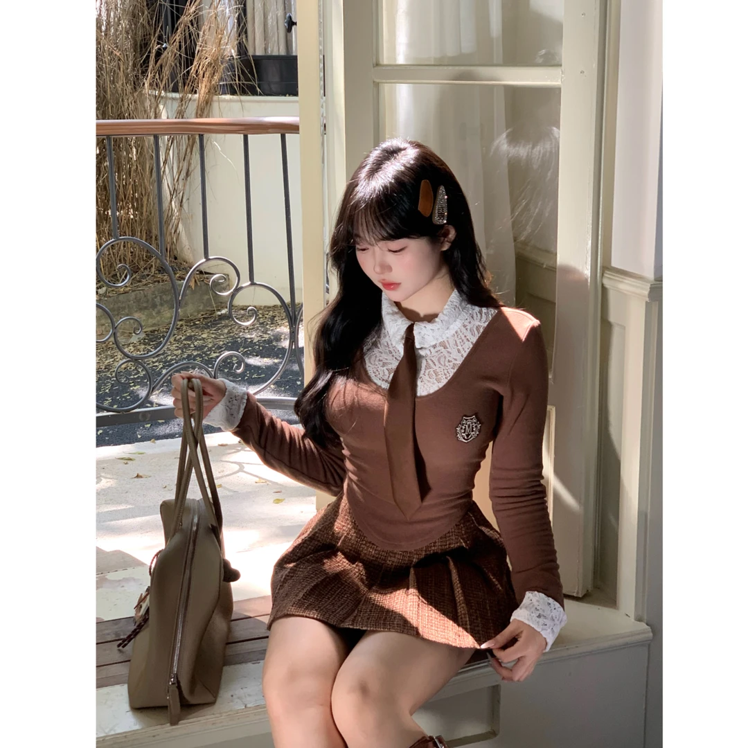 非金属布艺胸针 927清清MengFairy【韩校学妹 领带】棕色领带3645