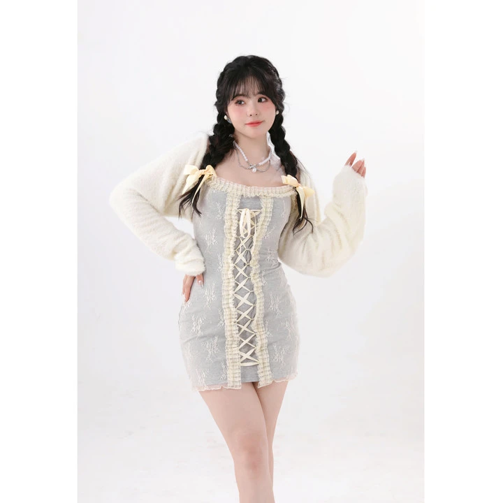 清清 MengFairy 【氛围女孩】设计感连衣裙+开衫  MX23CP2178M
