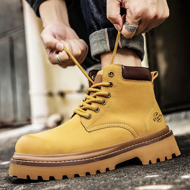 2024秋冬情侣马丁大黄靴增高厚底复古大黄靴