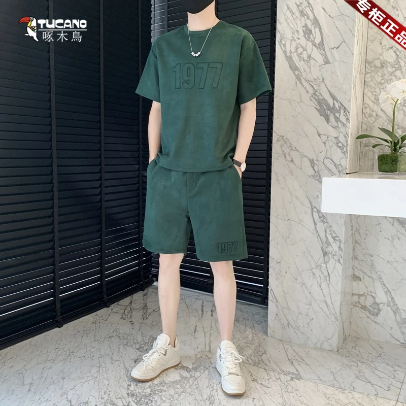 TUCANO/啄木鳥套装男夏季短袖T恤休闲运动男装潮牌搭配两件套