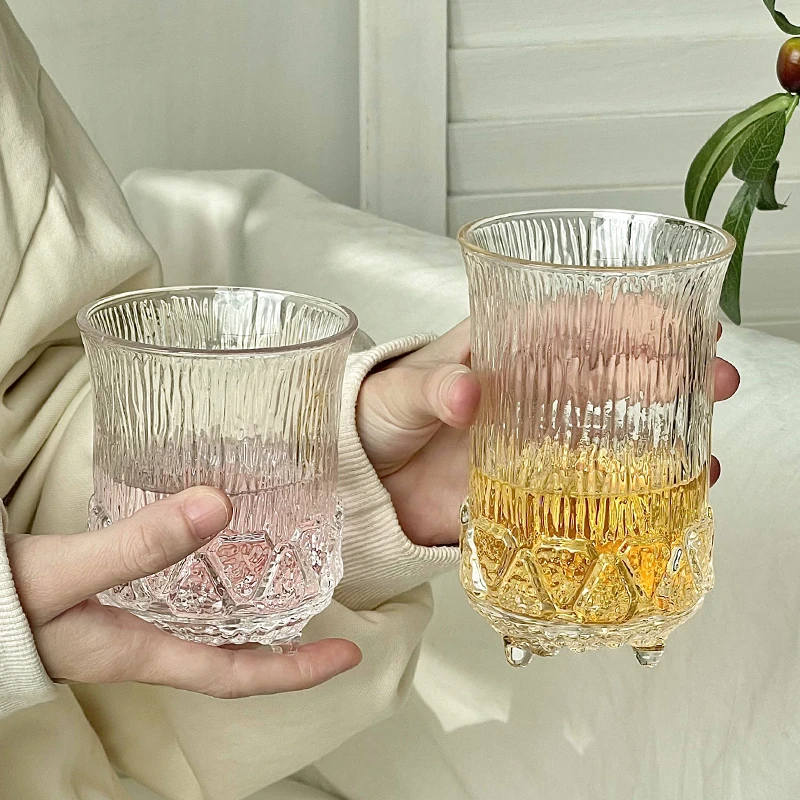 日式设计感小众高级感玻璃啤酒杯威士忌酒杯咖啡杯女夏天喝水杯子