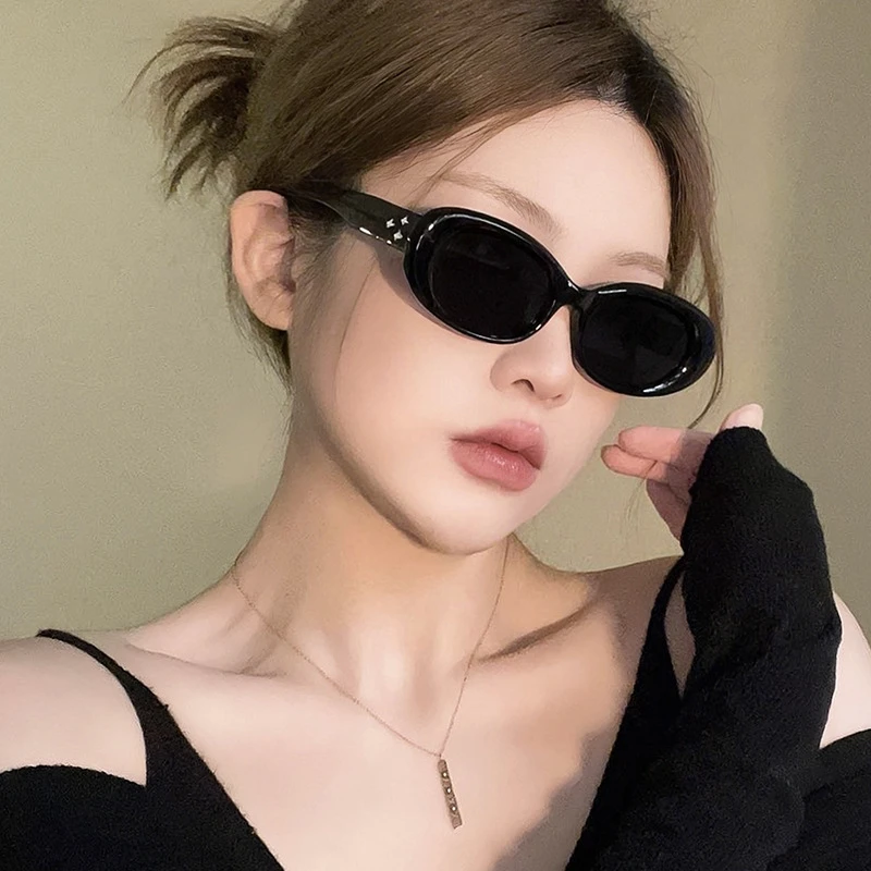 网红三颗星椭圆太阳镜新款墨镜ins辣妹韩版防紫外线太阳眼镜女
