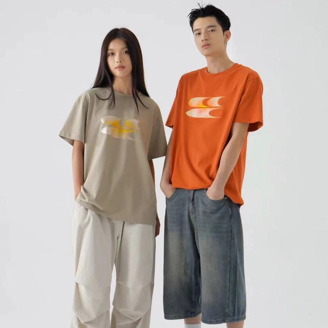 CryingCenter 日落沙丘 金色印花 情侣 T恤圆领短袖CCY241304