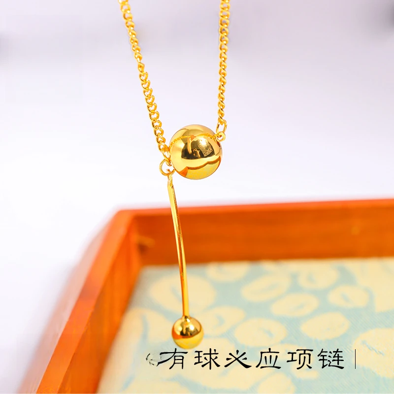 铜合金项链 XL5123 强保色有求必应项链ins风圆球小众简约锁骨链