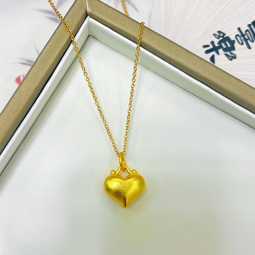 铜合金项链 XL5063 古法小桃心爱心项链锁骨链甜美风送女友