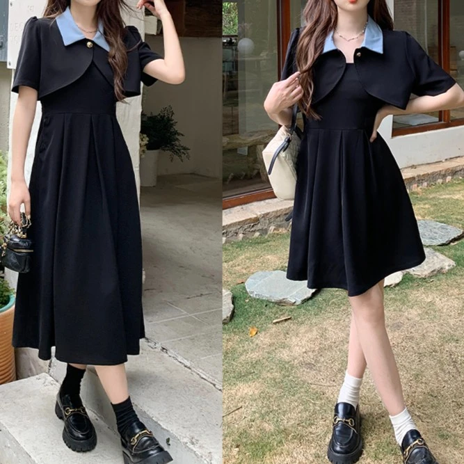 胖mm夏季新款休闲学院风坎肩小外套搭配吊带连衣裙潮两件套女1276