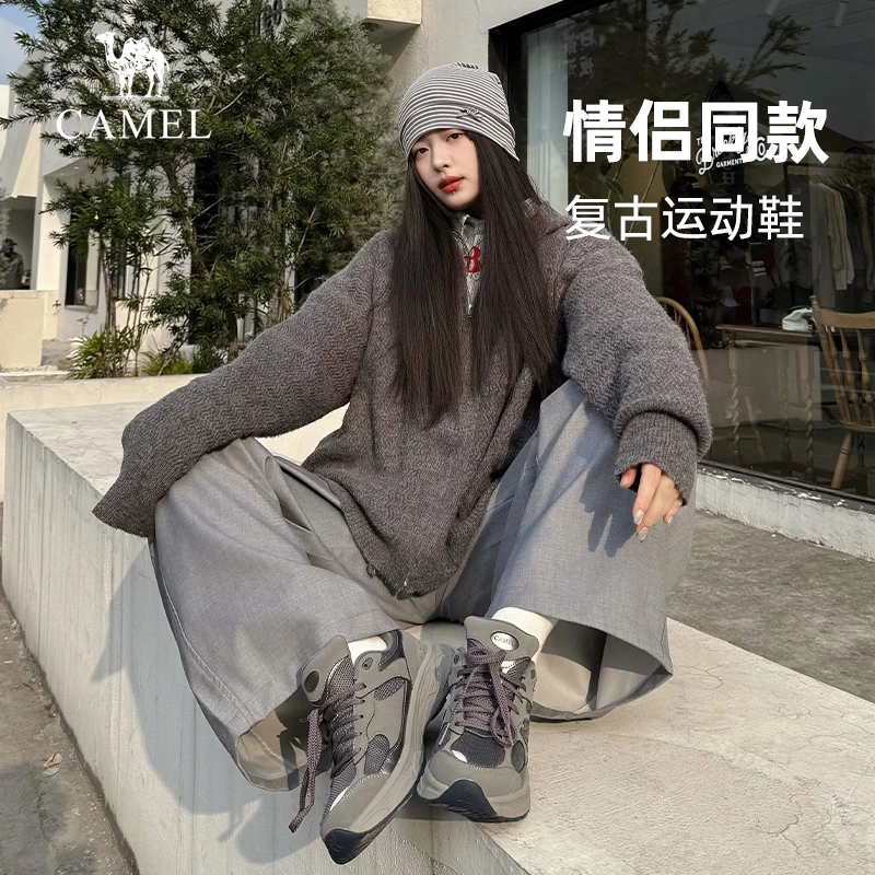 骆驼鞋子男款1930M春夏穿搭复古休闲慢跑运动鞋软弹增高老爹鞋女