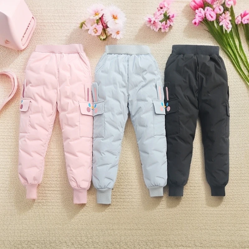 儿童羽绒裤小童宝宝冬季新款长裤中大童加厚女童羽绒裤外穿休闲
