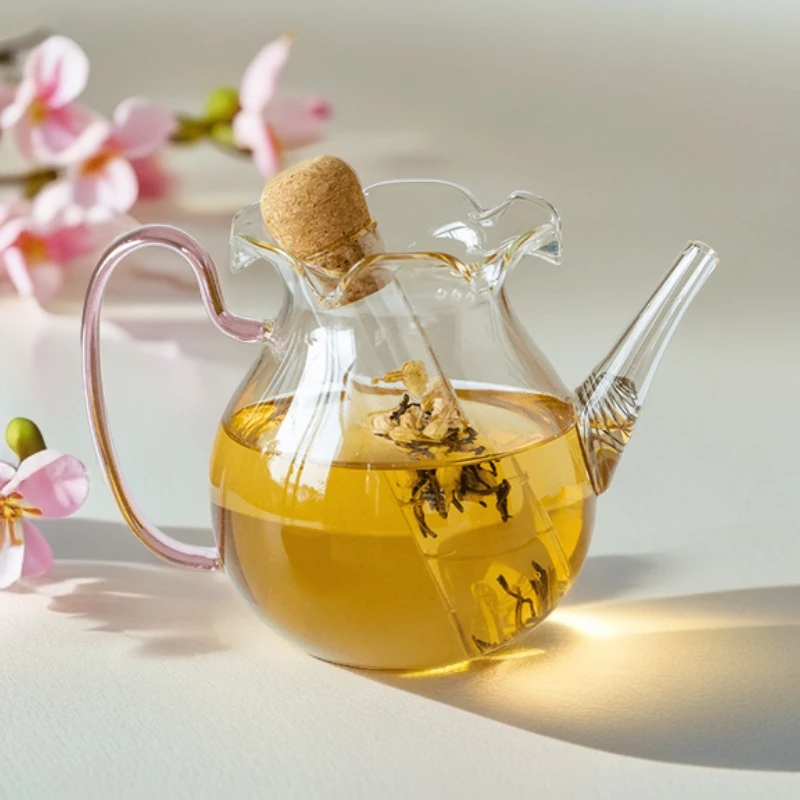 瓷造 铃兰花口壶粉把800ML耐高温花口女士用泡茶壶围炉煮茶茶具