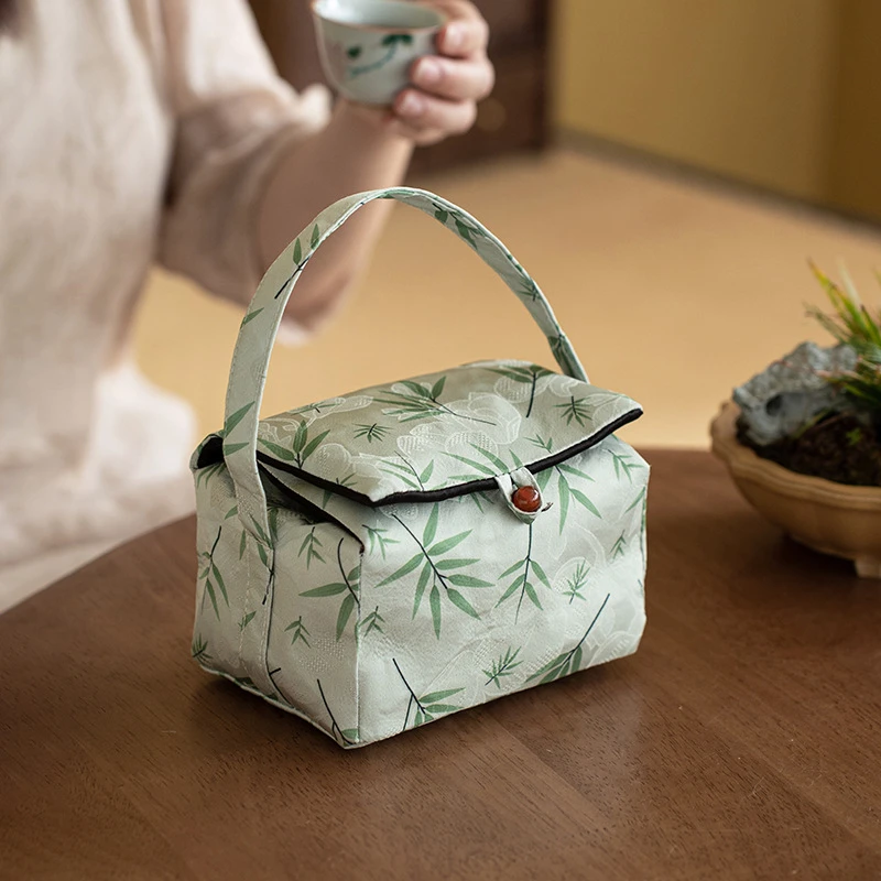 瓷造 淡竹旅行茶具收纳包便携茶杯手提女士布包收纳户外新中式