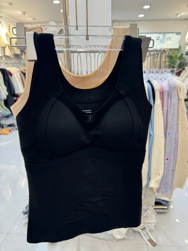 【萍姐家】大码无痕一体胸垫保暖打底背心