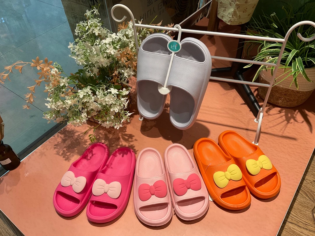 时尚休闲居家防滑ins舒适软底蝴蝶结拖鞋粉色拖鞋紫色拖鞋情侣