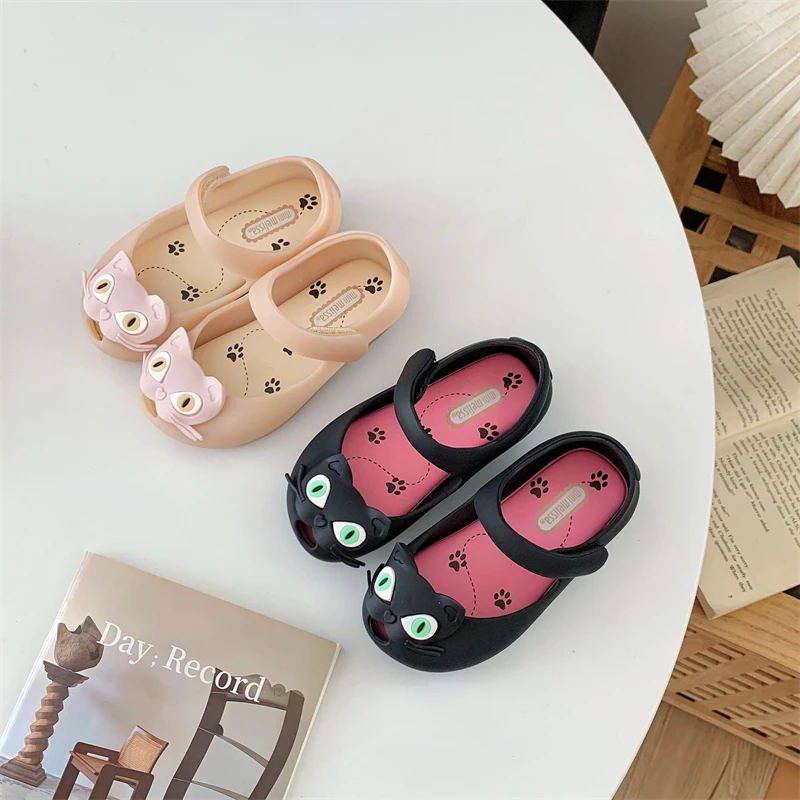 2024夏季新款小中童鱼嘴果冻卡通猫咪凉鞋小七同款香香鞋