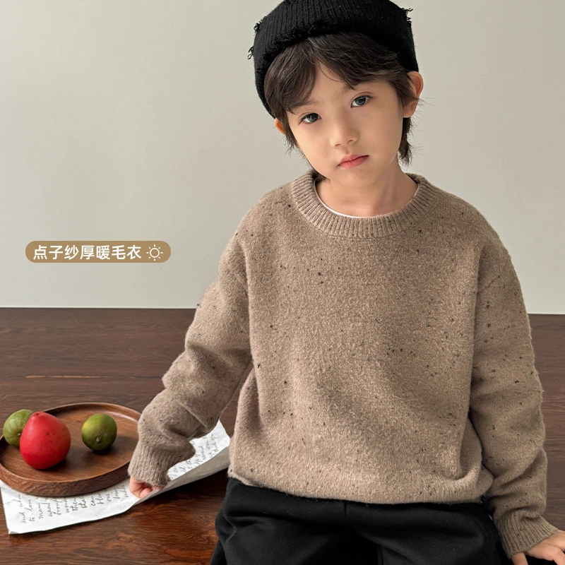 【点子纱毛衣】2024秋冬新款儿童男孩韩版冬装女童针织衣服|24dp01