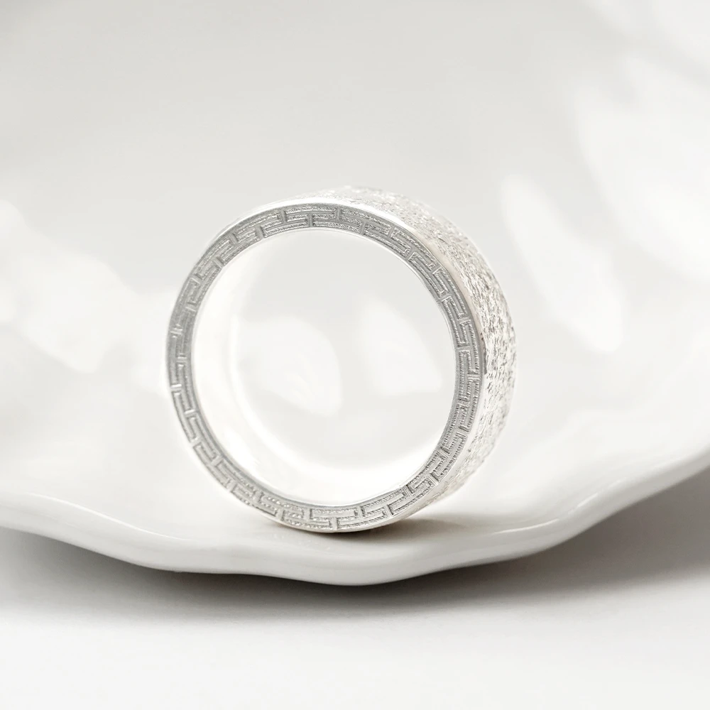 足银戒指 【松岗遇丽珠宝】【定制款】满天星回纹足银戒指指环高级感