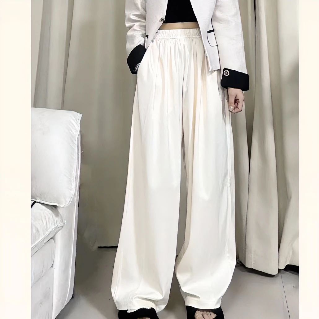 毛呢秋冬慵懒风百搭宽松山本裤高腰垂感休闲显瘦拖地阔腿裤纯色女