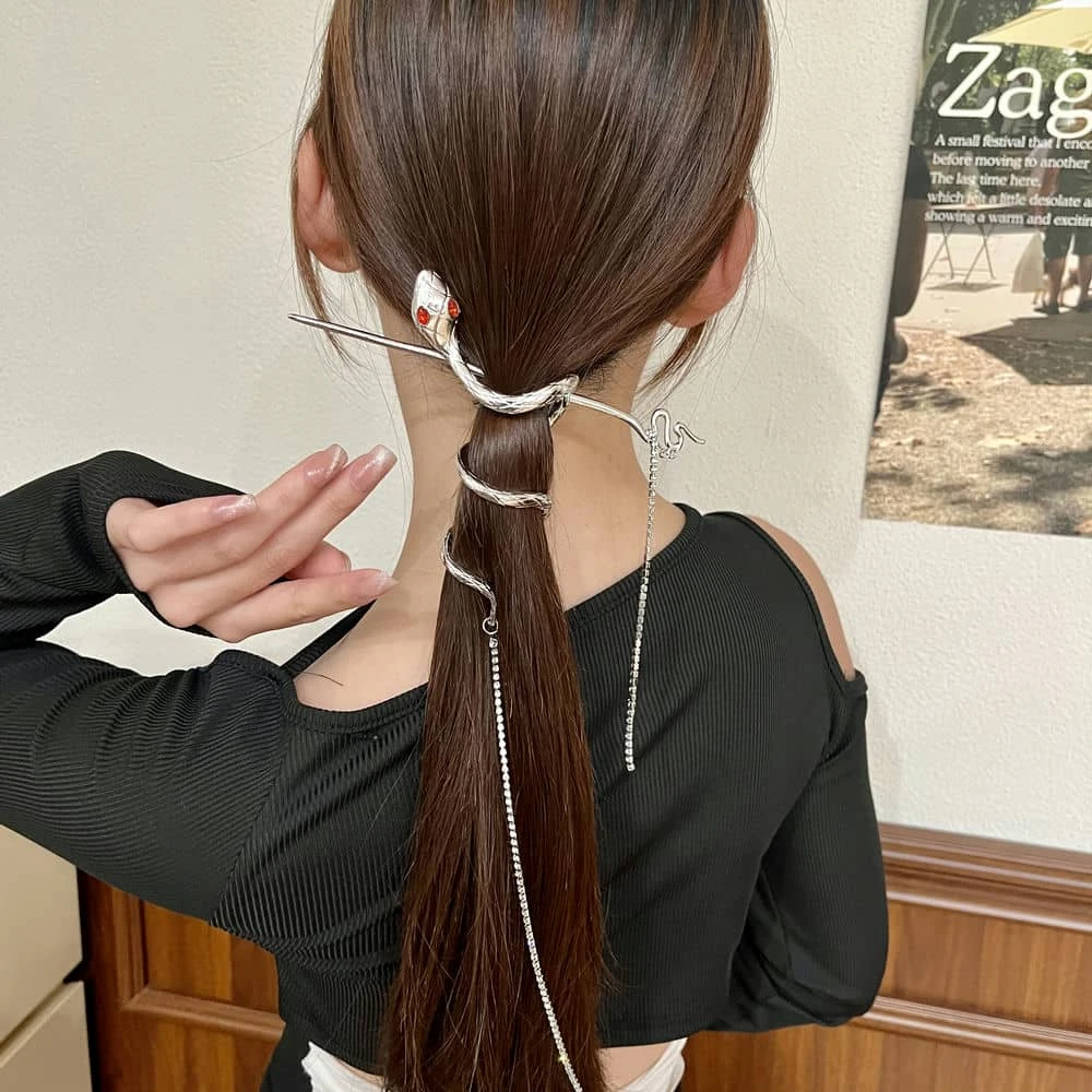 BCGM红眼蛇发簪女气质小众新中式簪子冷淡风盘发钗子高级感酷发饰