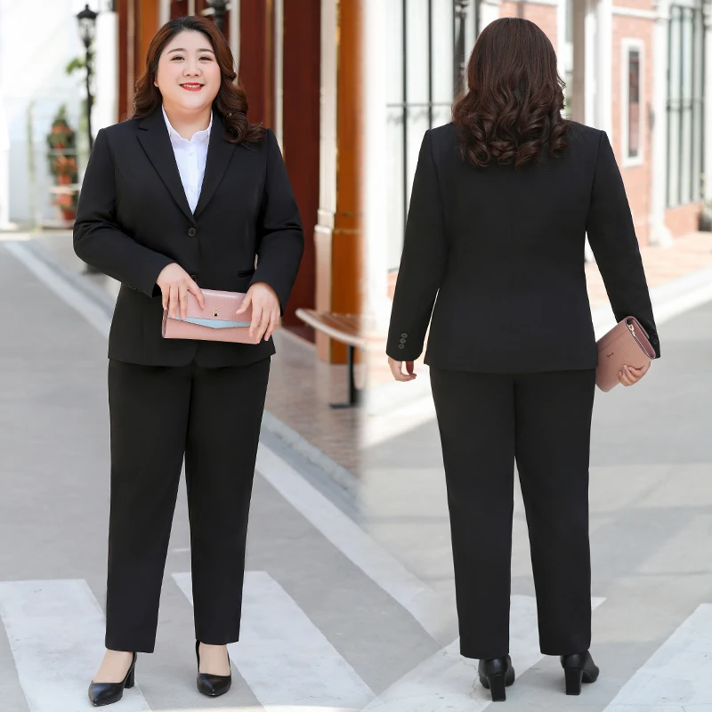 胖子西服大码西装套装女加肥宽松面试正装秋季新款气质外套职业装