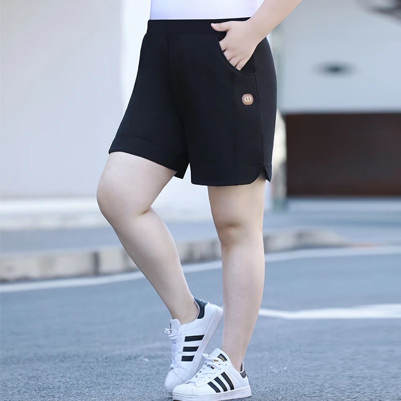 胖mm夏季大码短裤女高腰弹力阔腿裤加肥宽松粗腿显瘦百搭直筒裤
