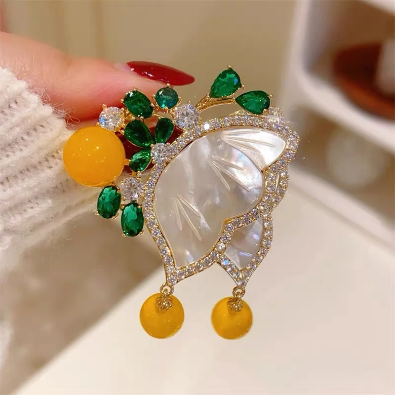 铜合金合成锆石胸针 【金贝蜜蝶】蝴蝶重工轻奢气质古典胸针 XZ958