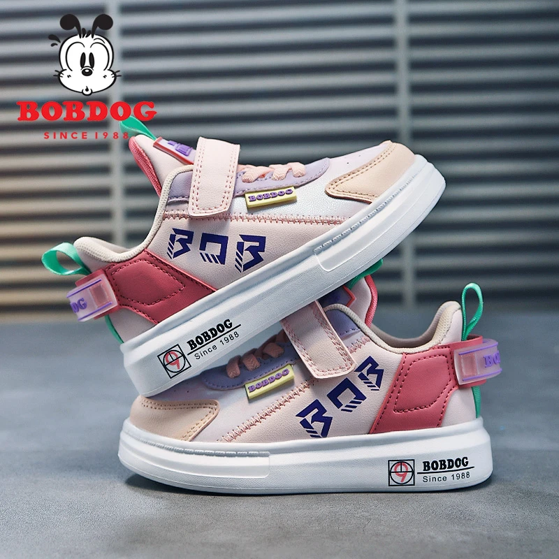 巴布豆女童鞋子2024秋冬新款皮面防水软底加绒二棉公主儿童运动鞋