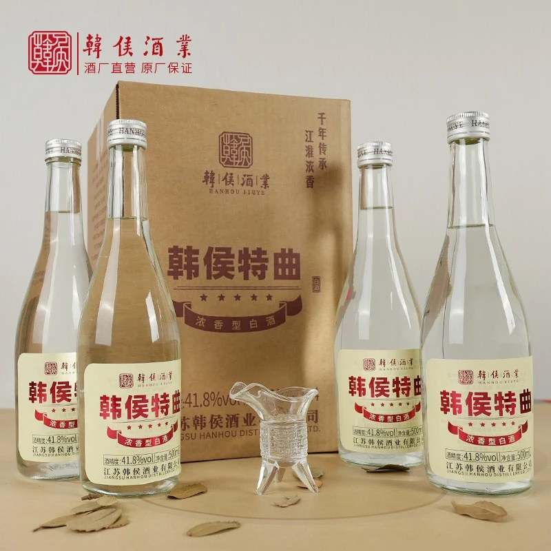 韩侯优质特曲口粮酒四瓶装浓香白酒手工窖池原酿白酒41.8%vol500