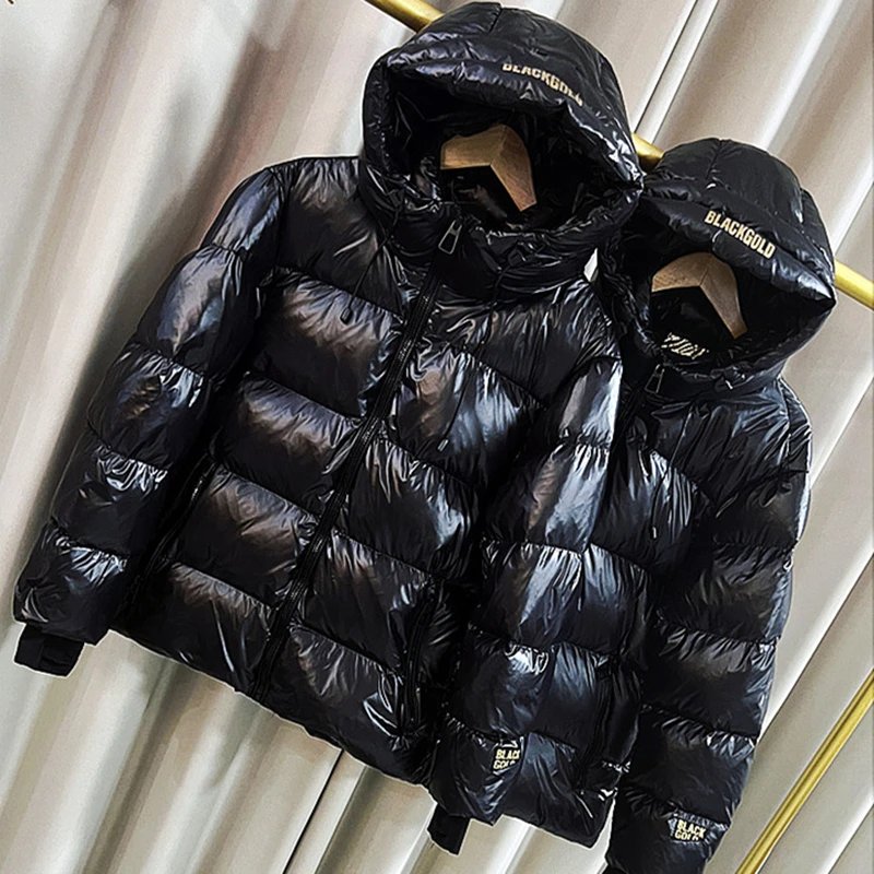 2024新款男女同款大码黑金短款羽绒服90白鹅绒加厚羽绒外套002