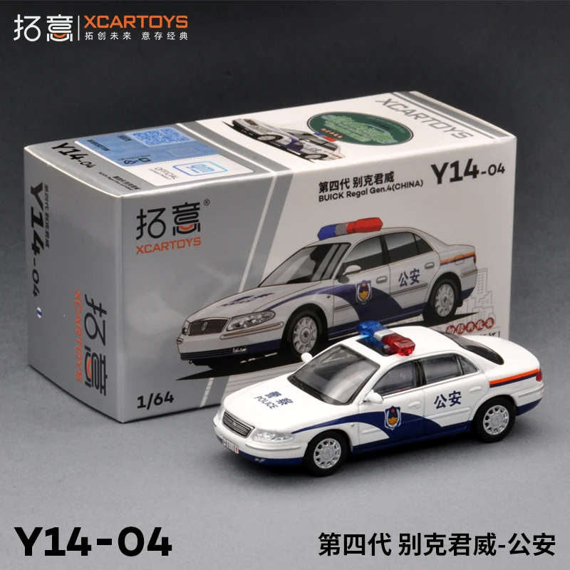 拓意新款1/64合金玩具金属别克轿车场景摆件君威四代公安汽车模型