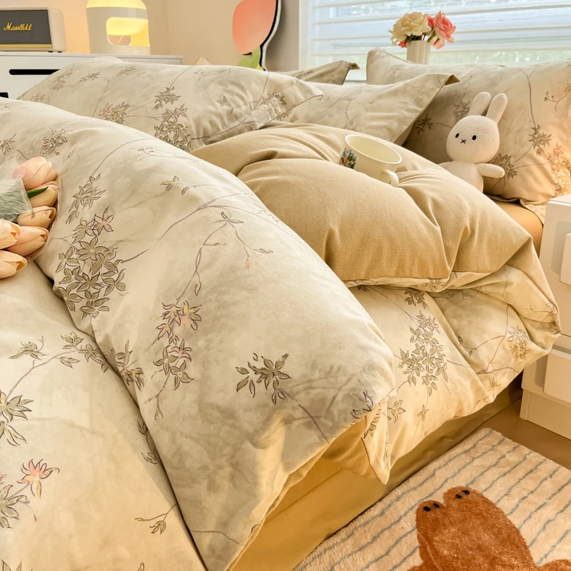 【秋冬原棉印花四件套】磨毛加厚保暖床品秋冬床单被套
