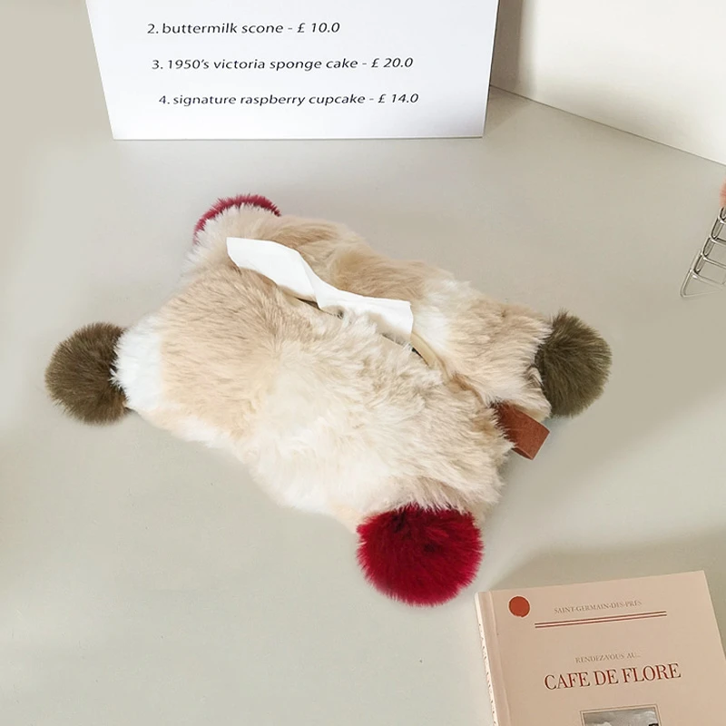 毛绒纸巾盒客厅餐厅抽纸套轻奢高级感卧室可挂式抽纸收纳袋纸巾袋