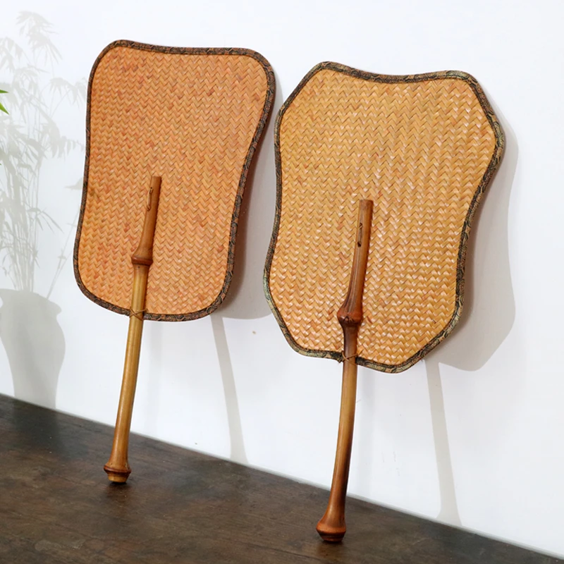 竹编扇子中式复古大漆蒲扇纯手工竹青皮编织中国风团扇纳凉夏季