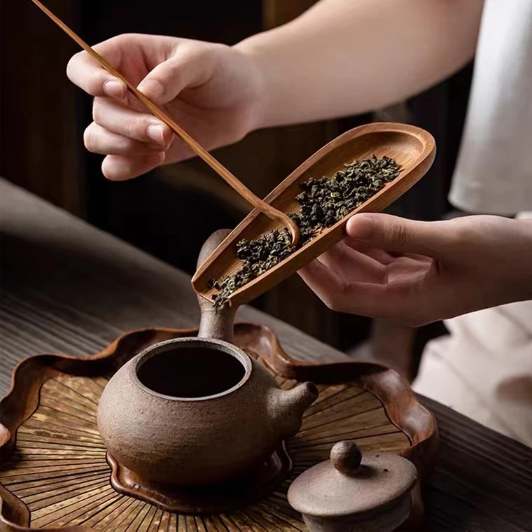 手工精磨竹制茶则茶拨两件套