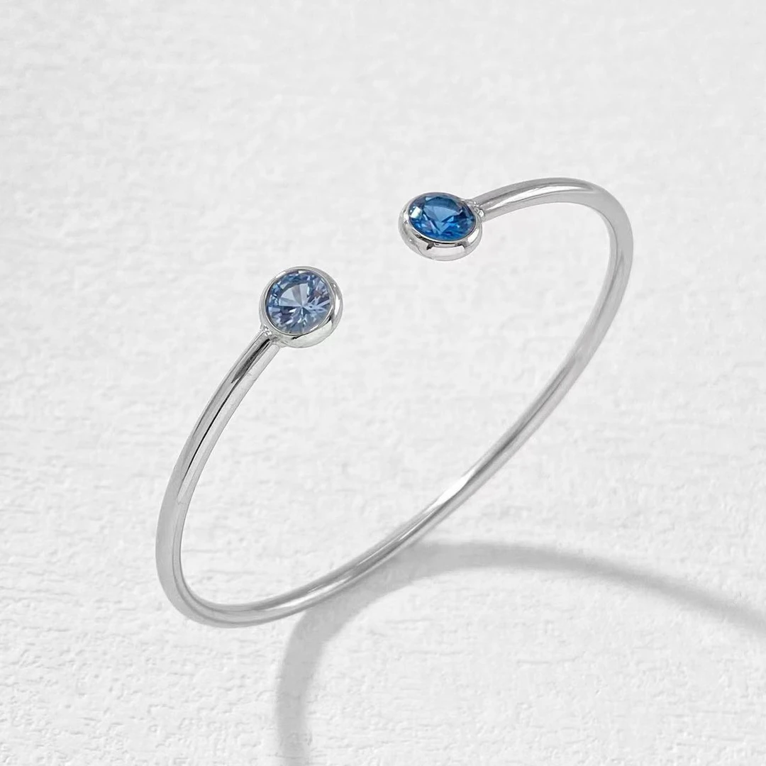 钛钢手镯 木木（AQ1378）内径58毫米 蓝泡泡开口手镯