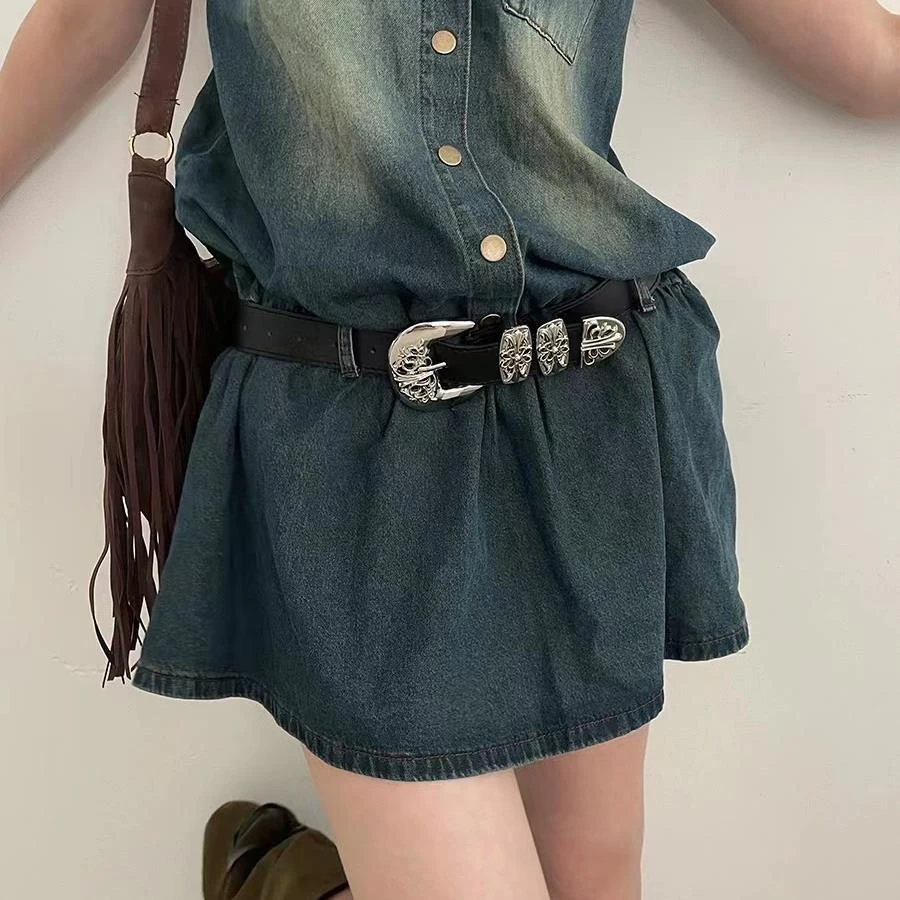 木木（RZ1908）十字架藤蔓镂空雕花腰带皮带