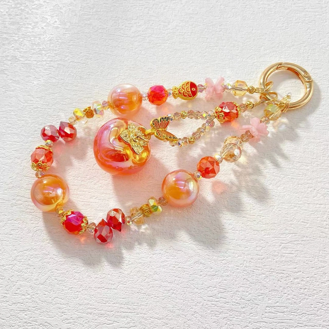 木木（RZ6300）落霞琉光柿子古法配件手机链挂件