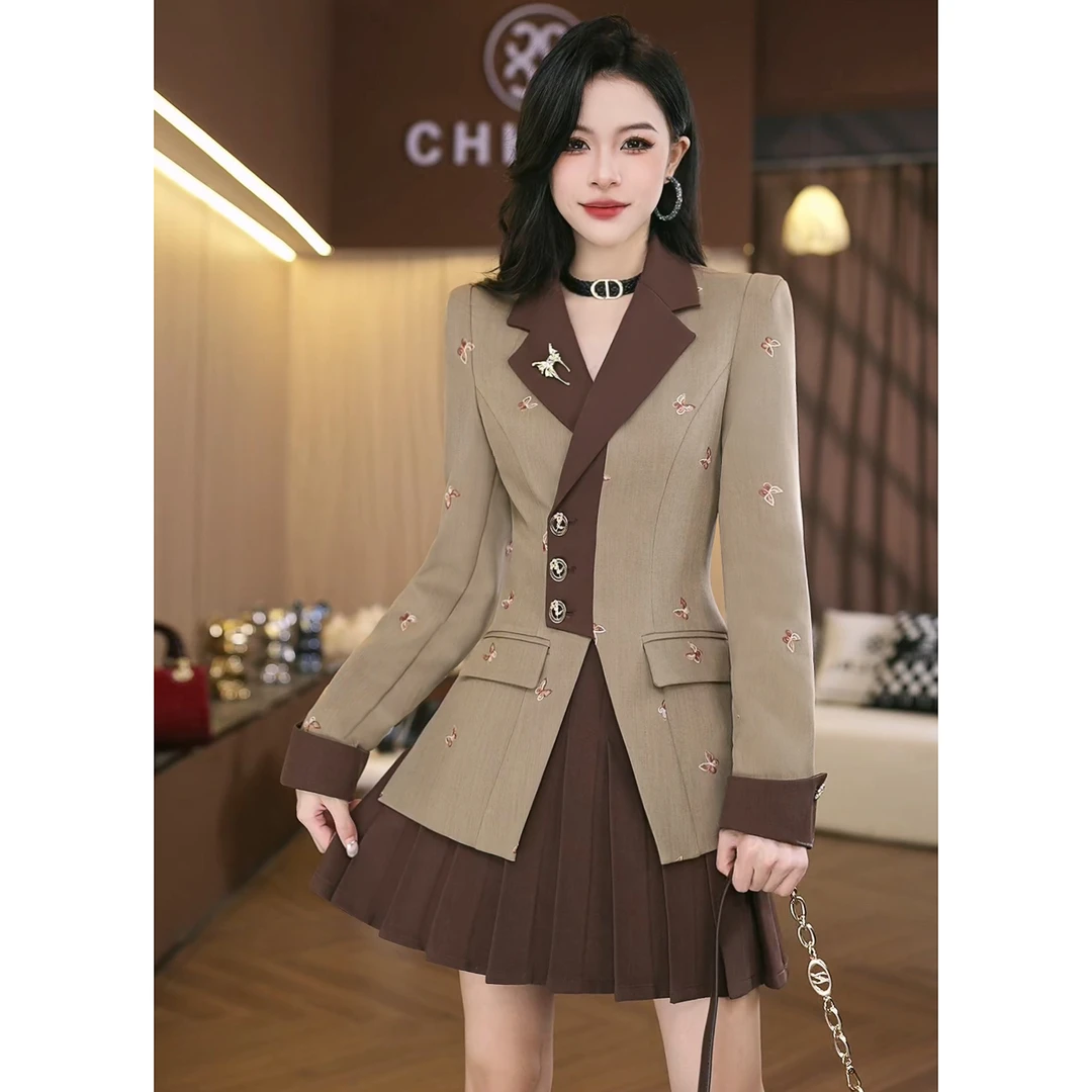 秋冬法式上衣女神范减龄收腰季洋气修身显瘦气质时尚套装C5672