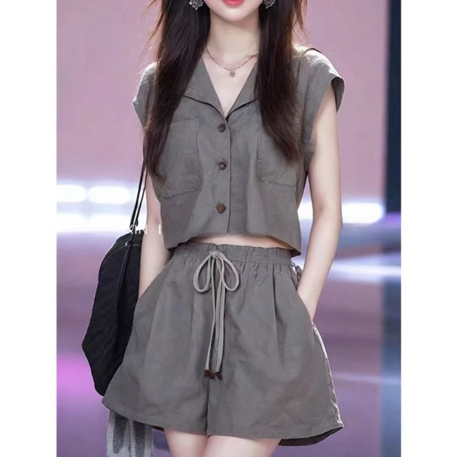 上衣短裤两件套装酷搭配一整套夏装轻熟炸街时尚2024网红爆款