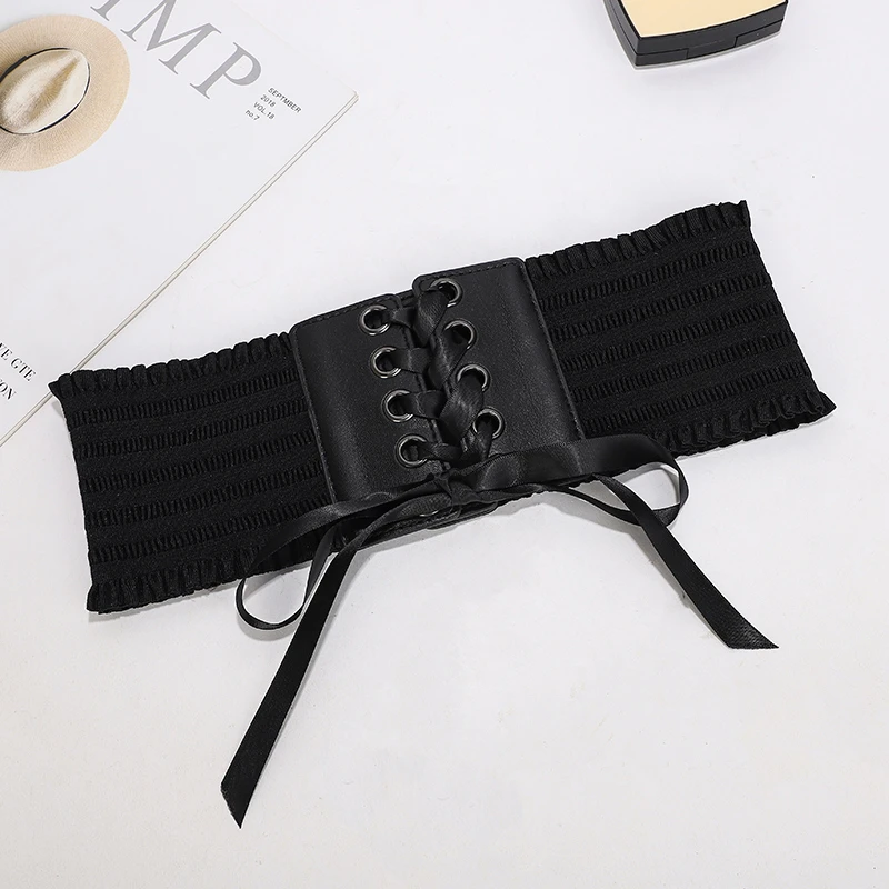 新款中年软面宽腰封皮带时尚百搭装饰衬衫连衣裙蕾丝复古腰带