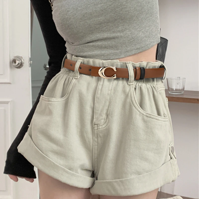 秋季新款双面牛皮两用腰带女士皮带百搭INS简约装饰裙牛仔裤西装