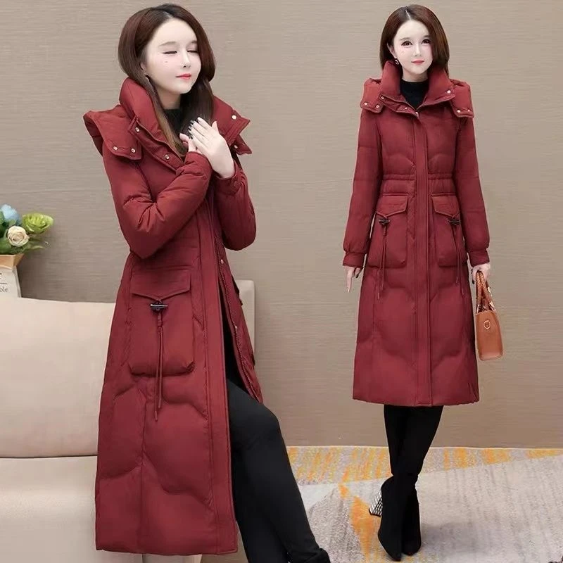 羽绒棉服修身2025显瘦连帽时尚洋气加厚中长新款保暖冬季外套女