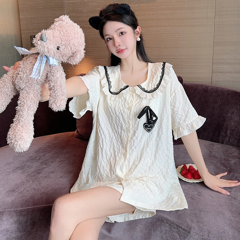 夏季新款短袖短裤公主风女可爱甜美居家休闲服宽松时尚两件套装薄