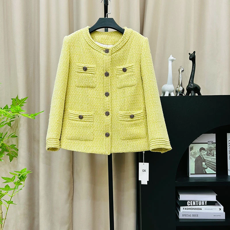 2208151洋气高品质轻薄外套女加厚高档中长款高端大牌小香风上衣