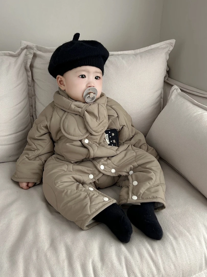 儿童冬季加棉连体衣长袖女宝男宝卡通纯棉幼儿婴儿