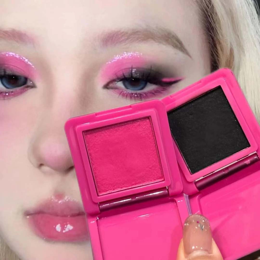 单色眼影膏银色蓝色小烟熏珠光显色一颗成妆平替色