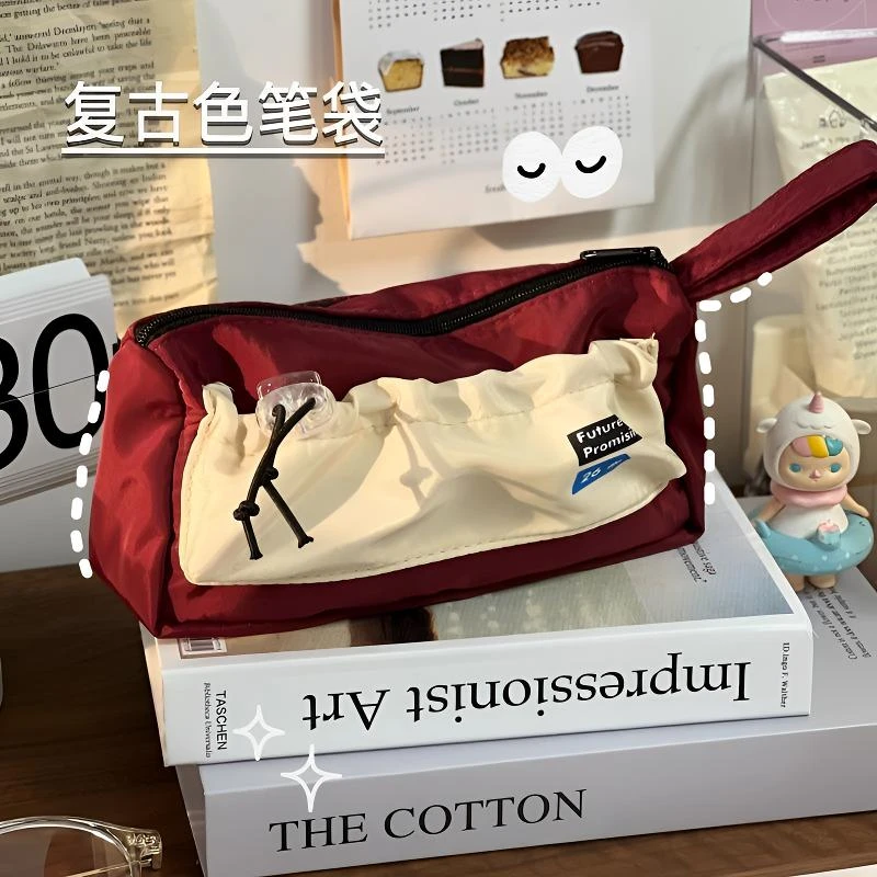 复古笔袋ins风简约学生女孩初中文具盒学生文具袋